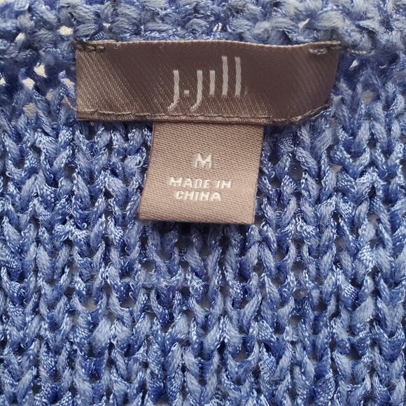 J.Jill Textured Open Weave Cotton Blend  Sweater Periwinkle Blue Size M - Picture 8 of 15